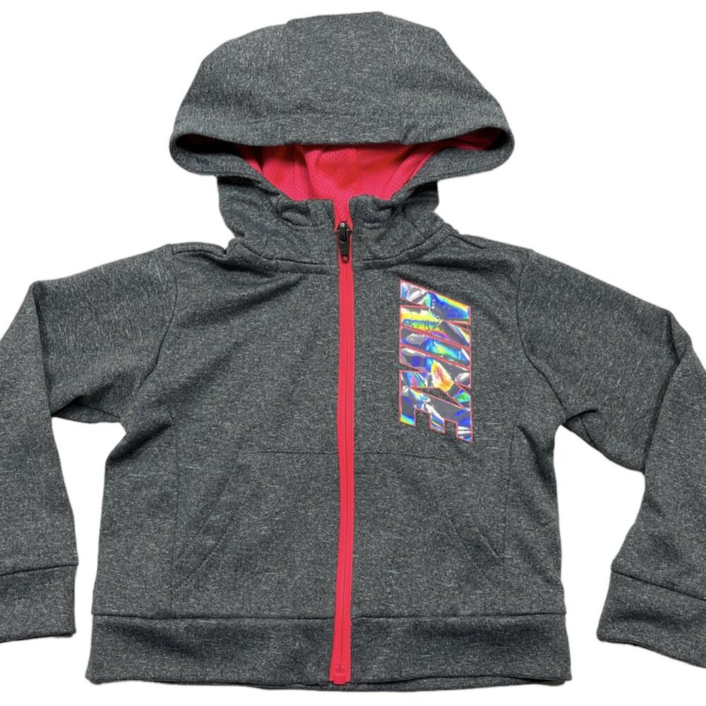 NIKE Dri Fit Girl's Size 2T Gray Zip Up Hoodie Hooded Pockets Jacket